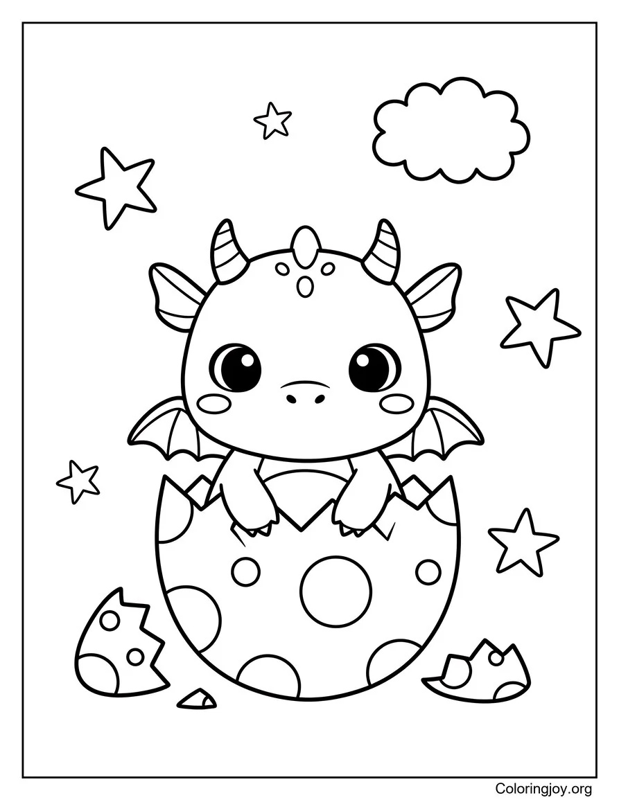 Cute Baby Dragon Hatching from an Egg