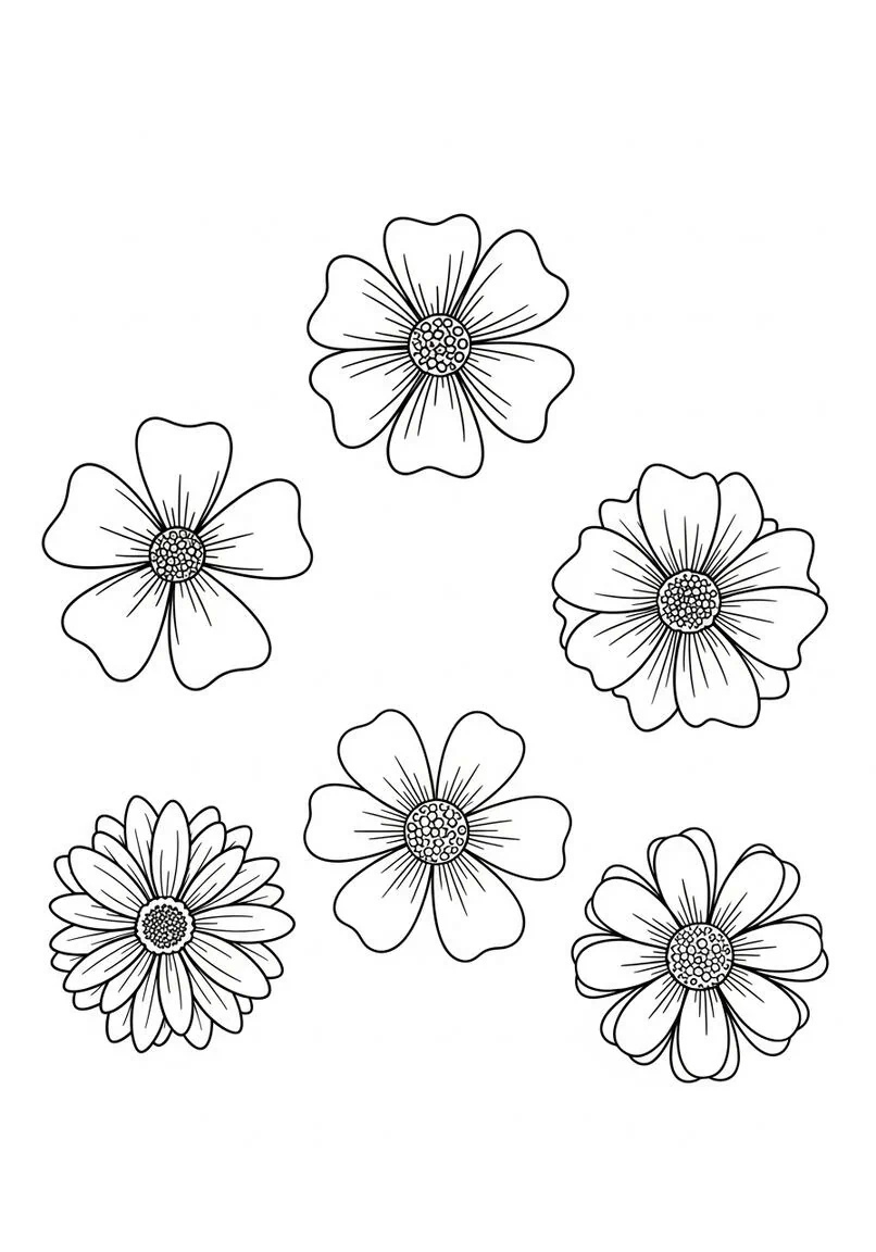 Five Little Flowers Coloring Page