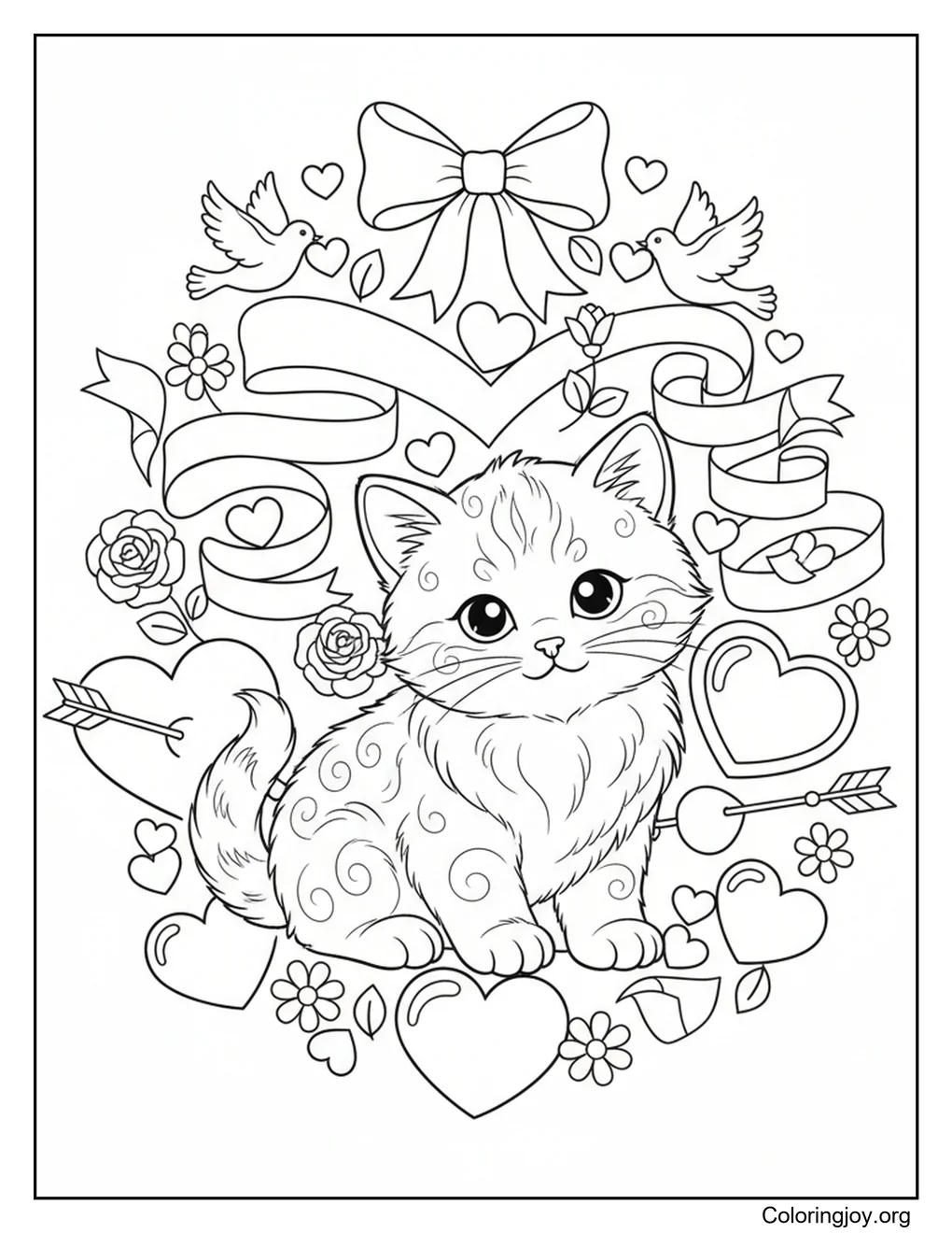 A tiger holds a heart, creating a strong but sweet Valentine scene.