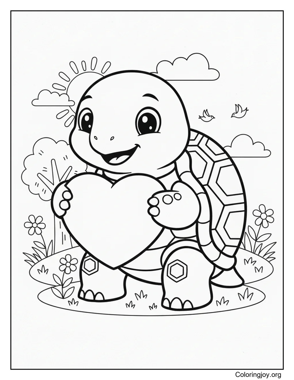 A koala hugs a heart, giving the page a warm Valentine feeling.