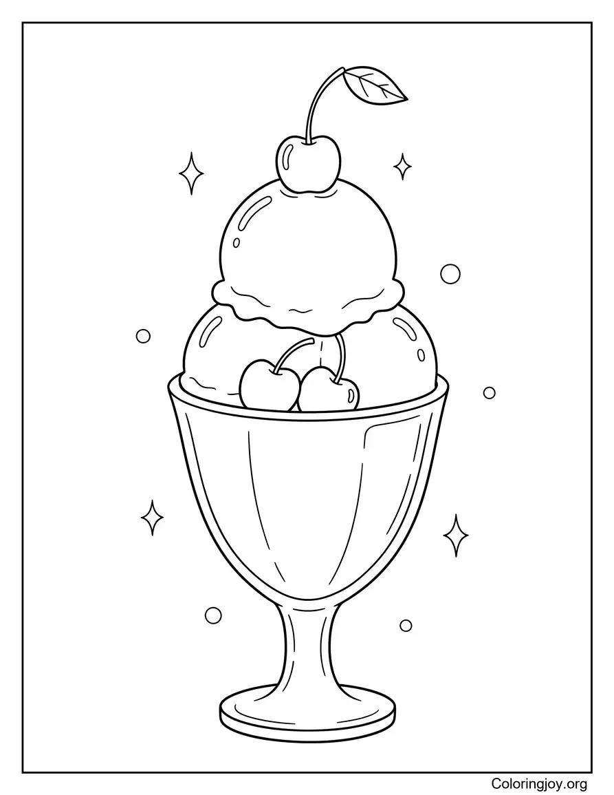 Cherry Ice Cream Sweet Printable Page