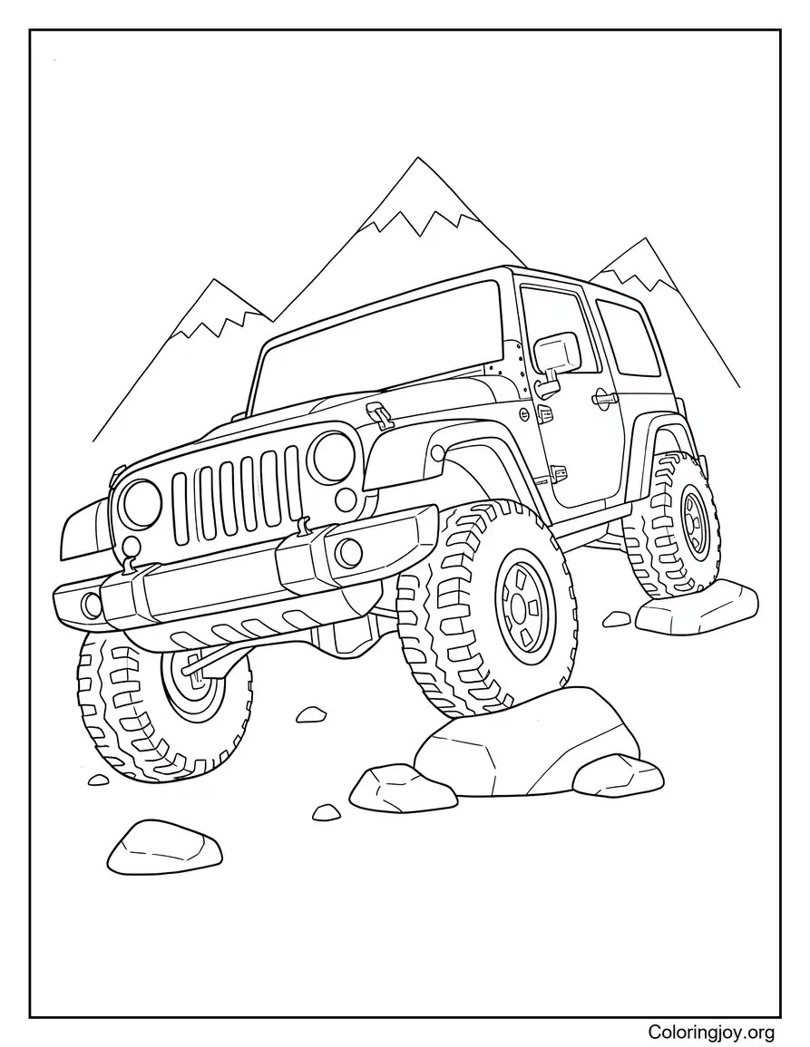 Jeep Rubicon Climbing Over Rocks