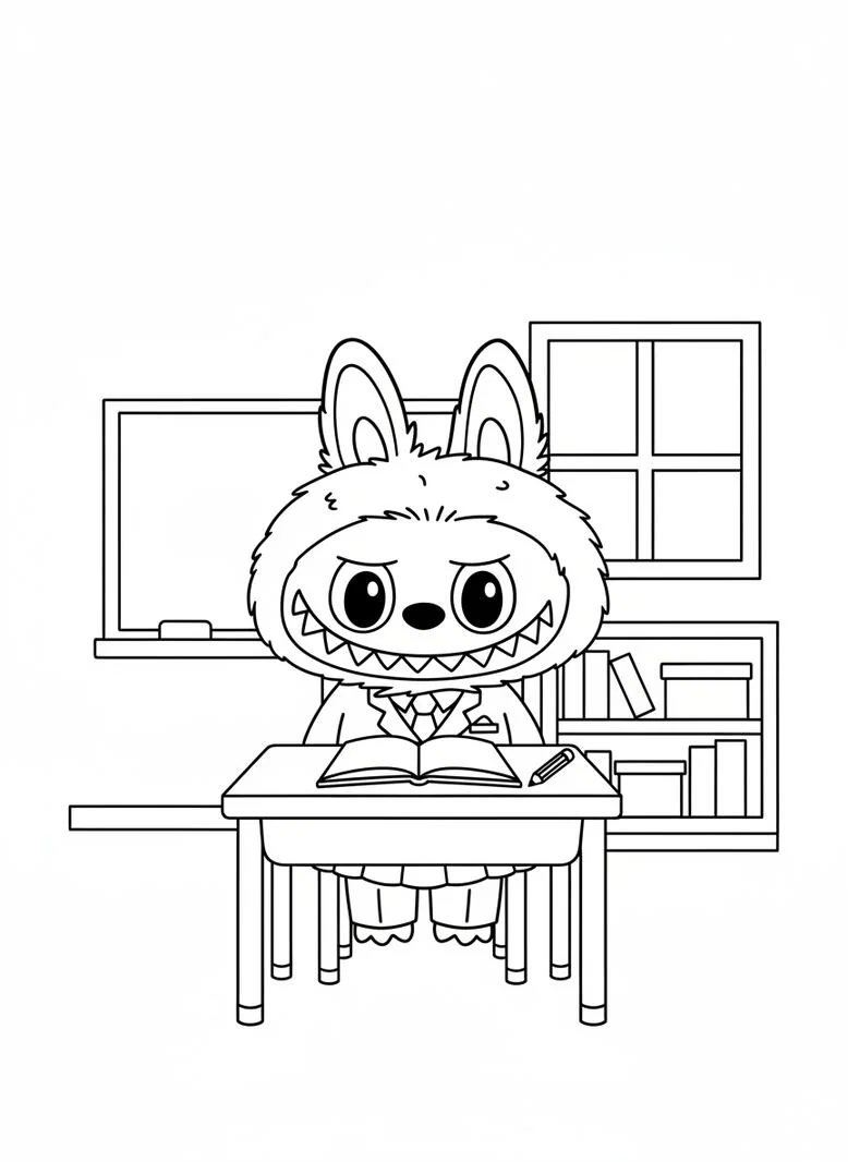 labubu school coloring page