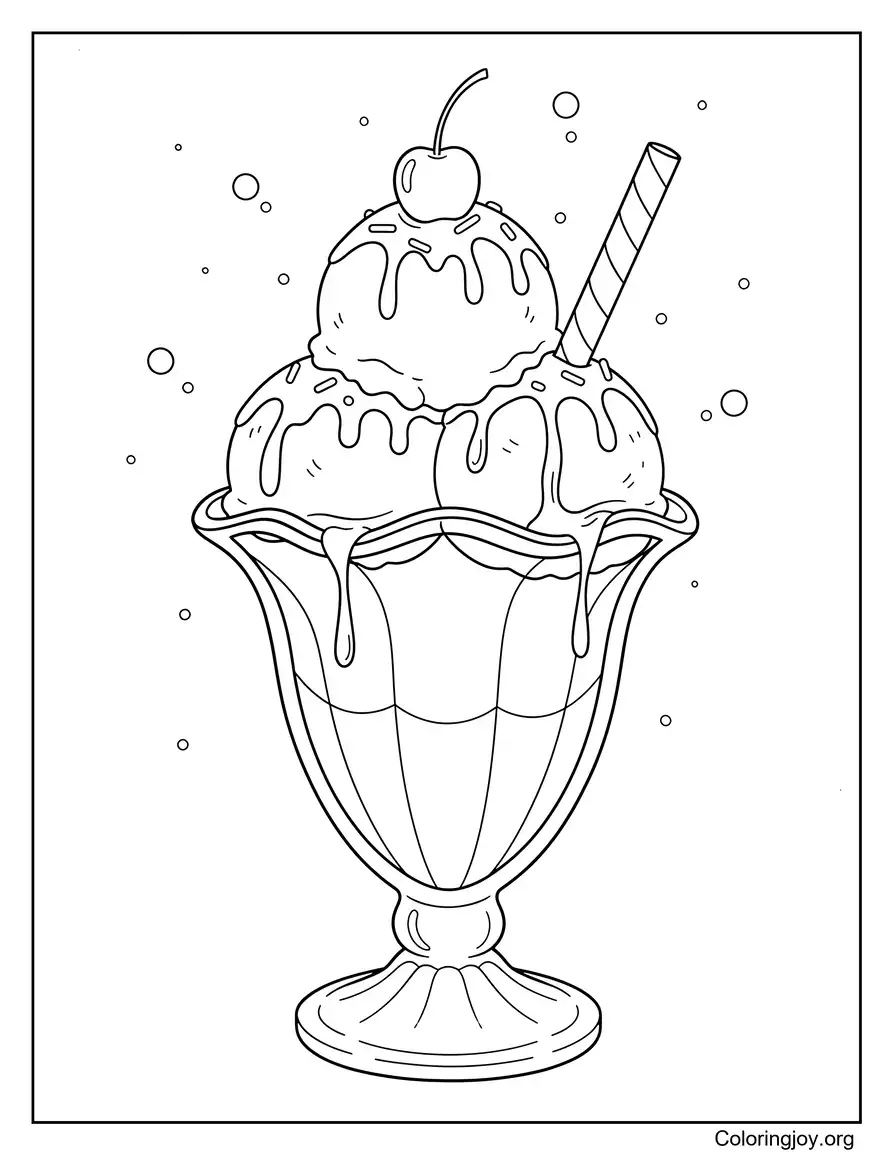 Sundae Ice Cream Tasty Drawing Page