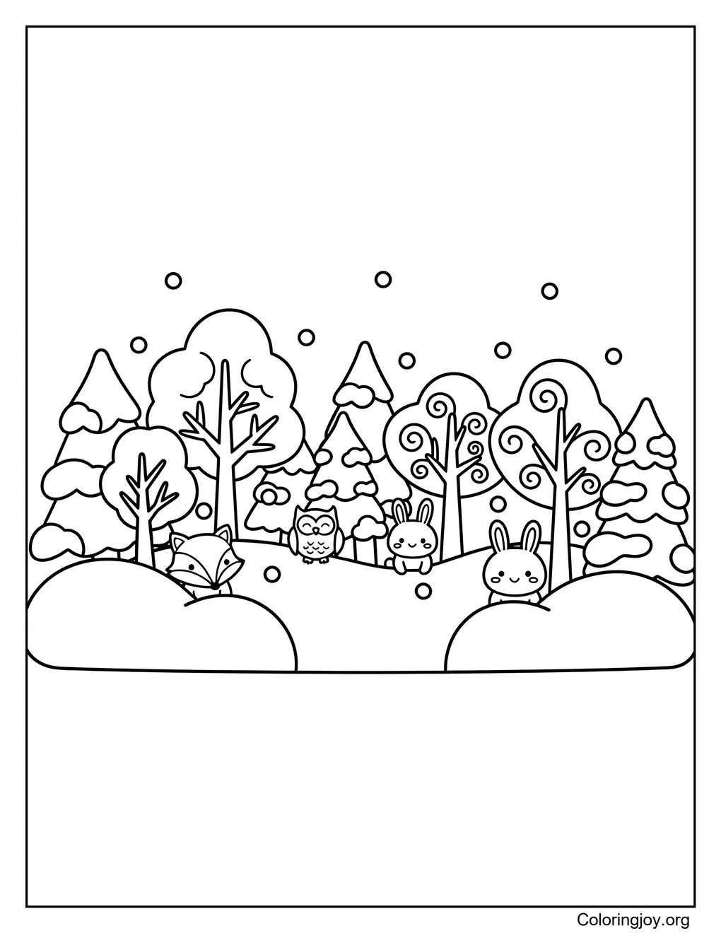 Silent Winter Forest,Bring the quiet forest to life with gentle colors.