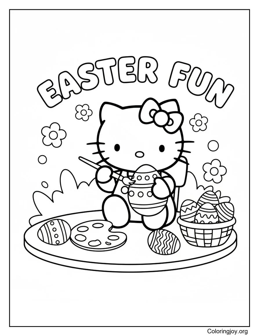 Hello Kitty Painting Easter Egg