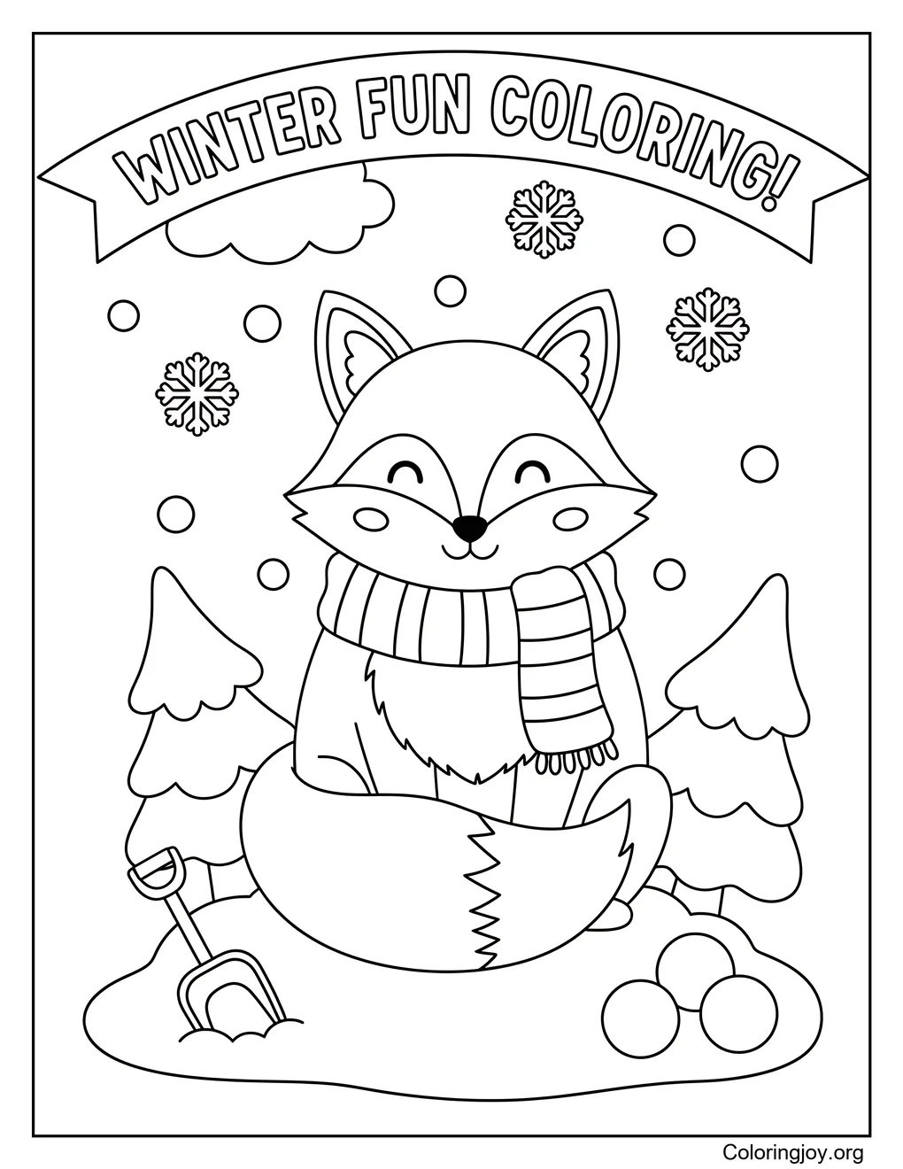 Playful Winter Fox,Bring this clever fox to life with soft colors.