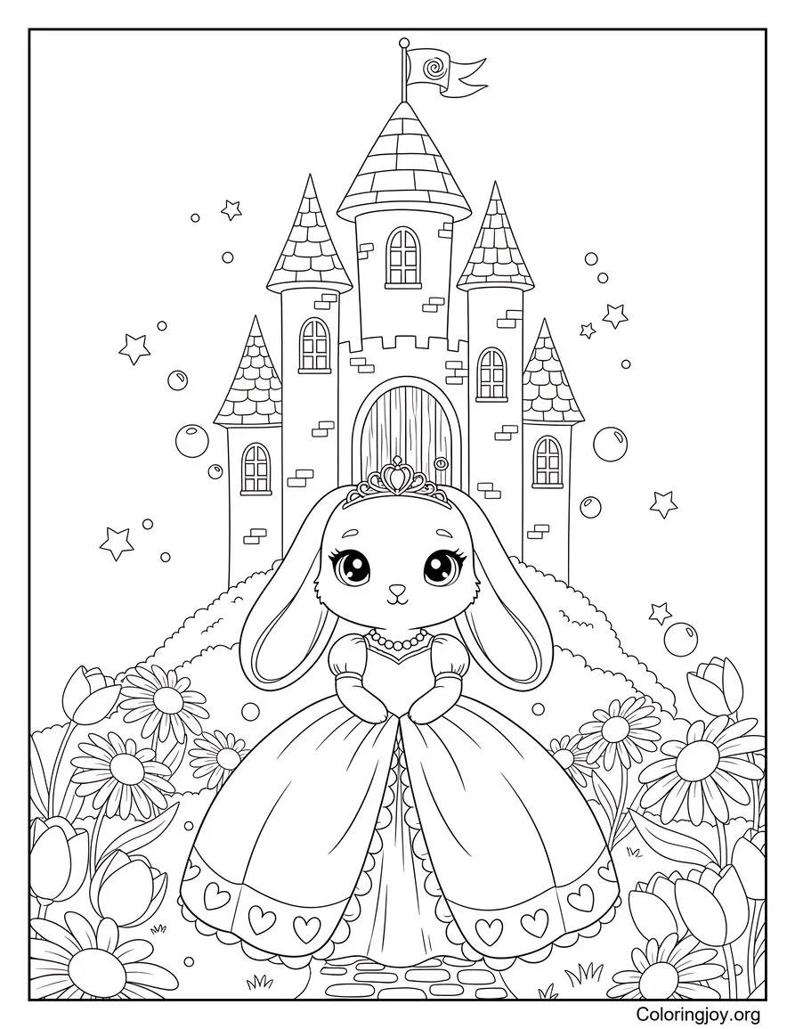 Round and fluffy, a bunny sits with oversized garden elements nearby.