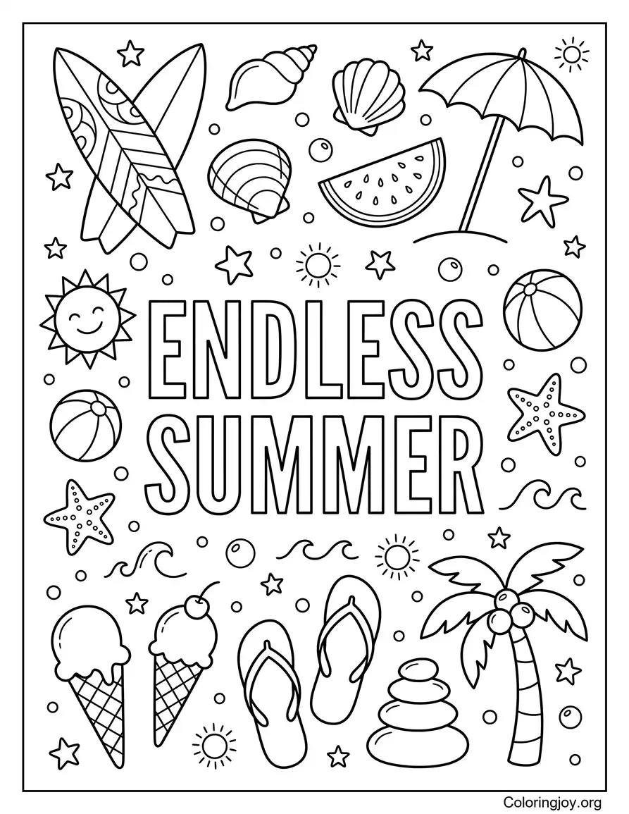 Endless Summer Free Coloring Sheet