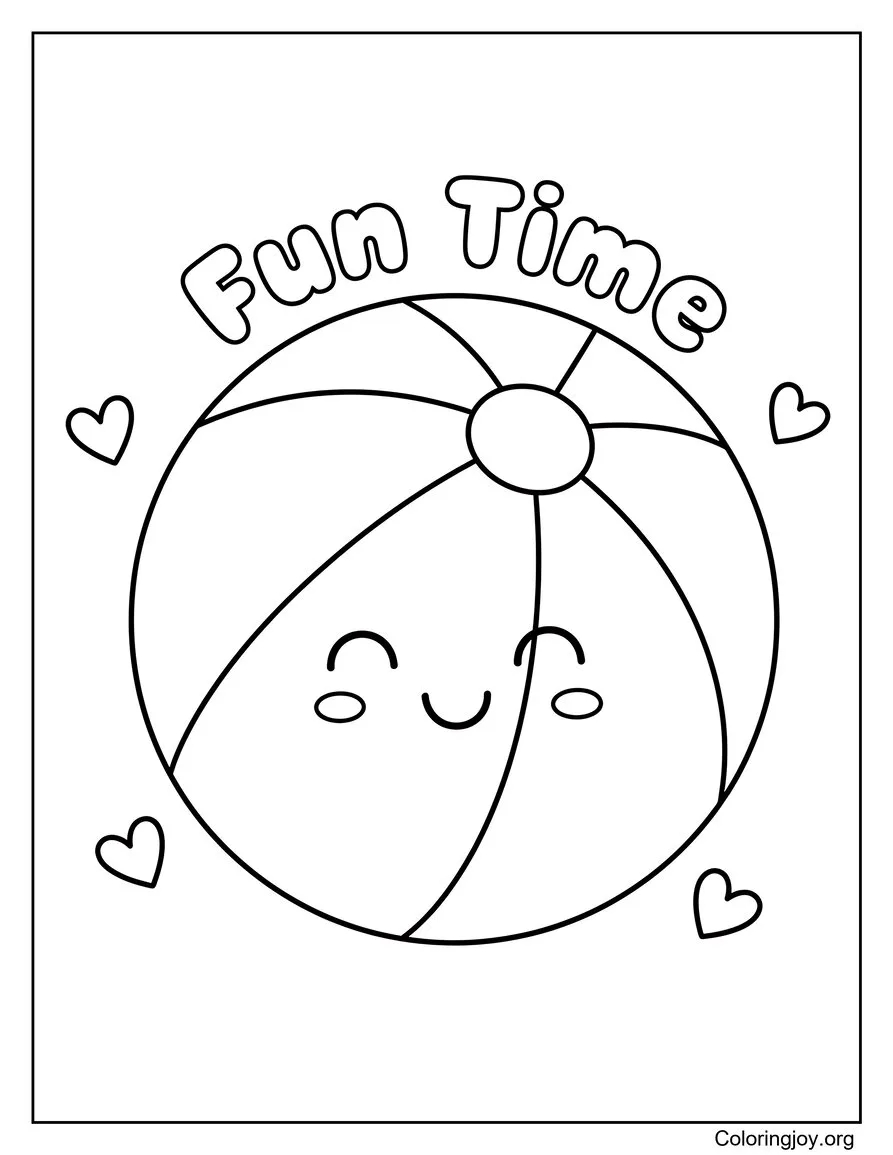 Beach Ball Fun Summer Coloring Sheet Playful Activity