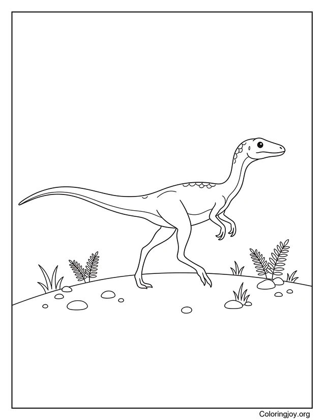 Tiny Dino Strolling Coloring Page