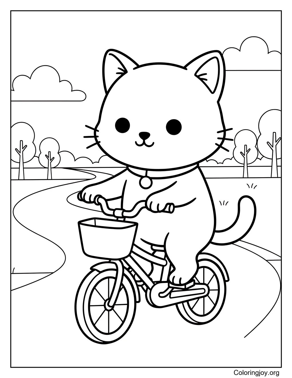 Riding through the park, this cat enjoys a fun bicycle adventure.