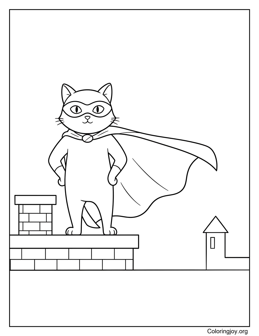 Standing tall, this superhero cat looks ready to save the day.