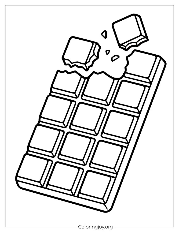 A simple segmented chocolate bar waits patiently for a splash of color.