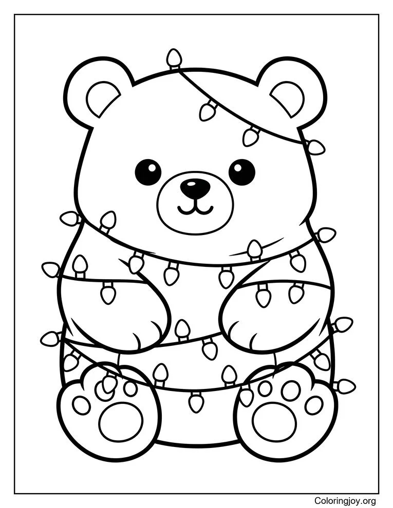 festive polar bear with christmas lights