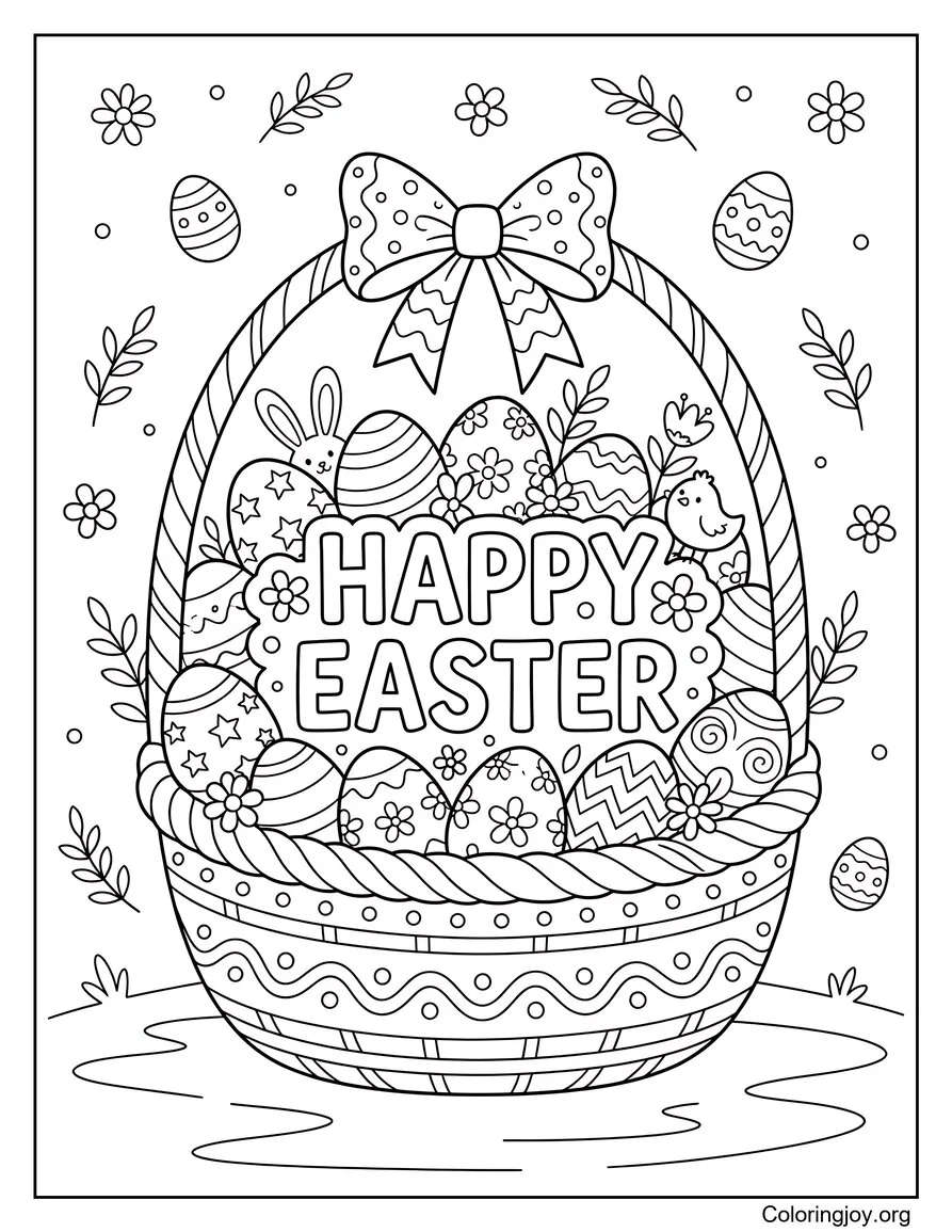 Happy Easter Text Basket Page
