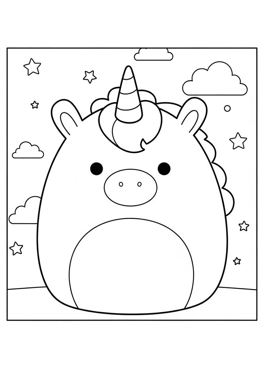 Squishmallow Unicorn Coloring Page