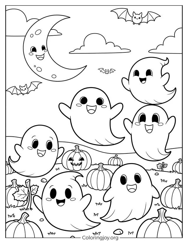 Cute Ghost Pumpkin Patch