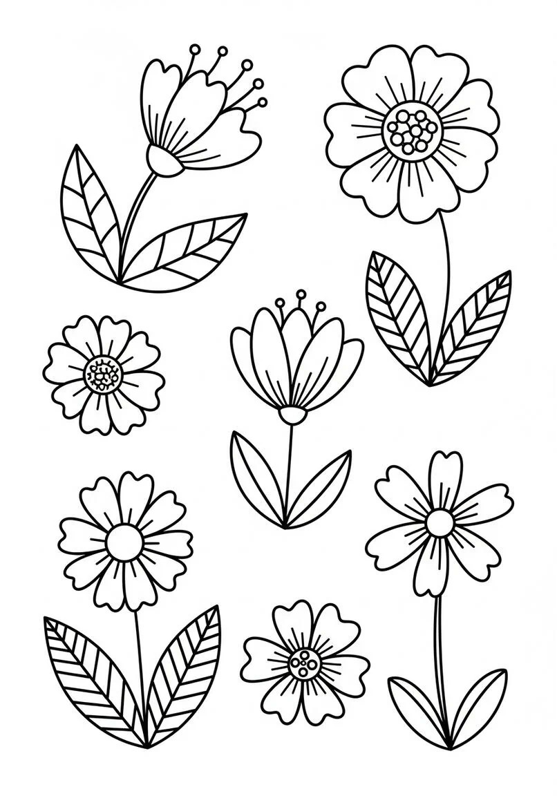 Flower Doodles Coloring Page