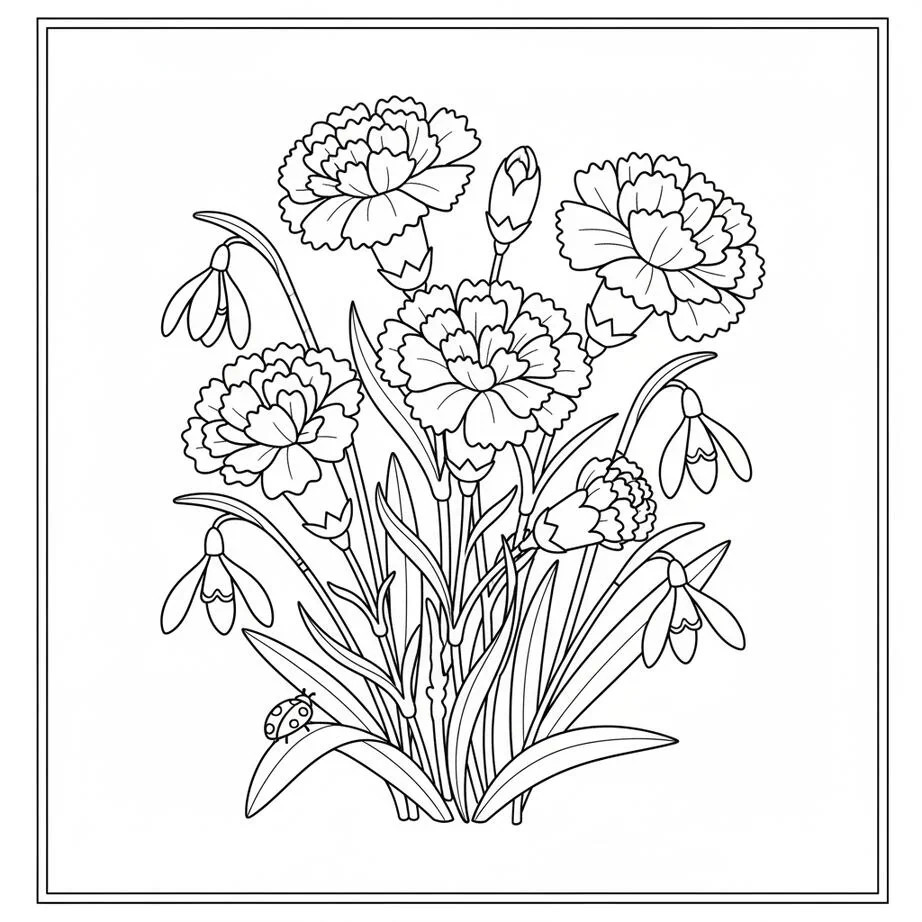 January Birth Flower Coloring Page