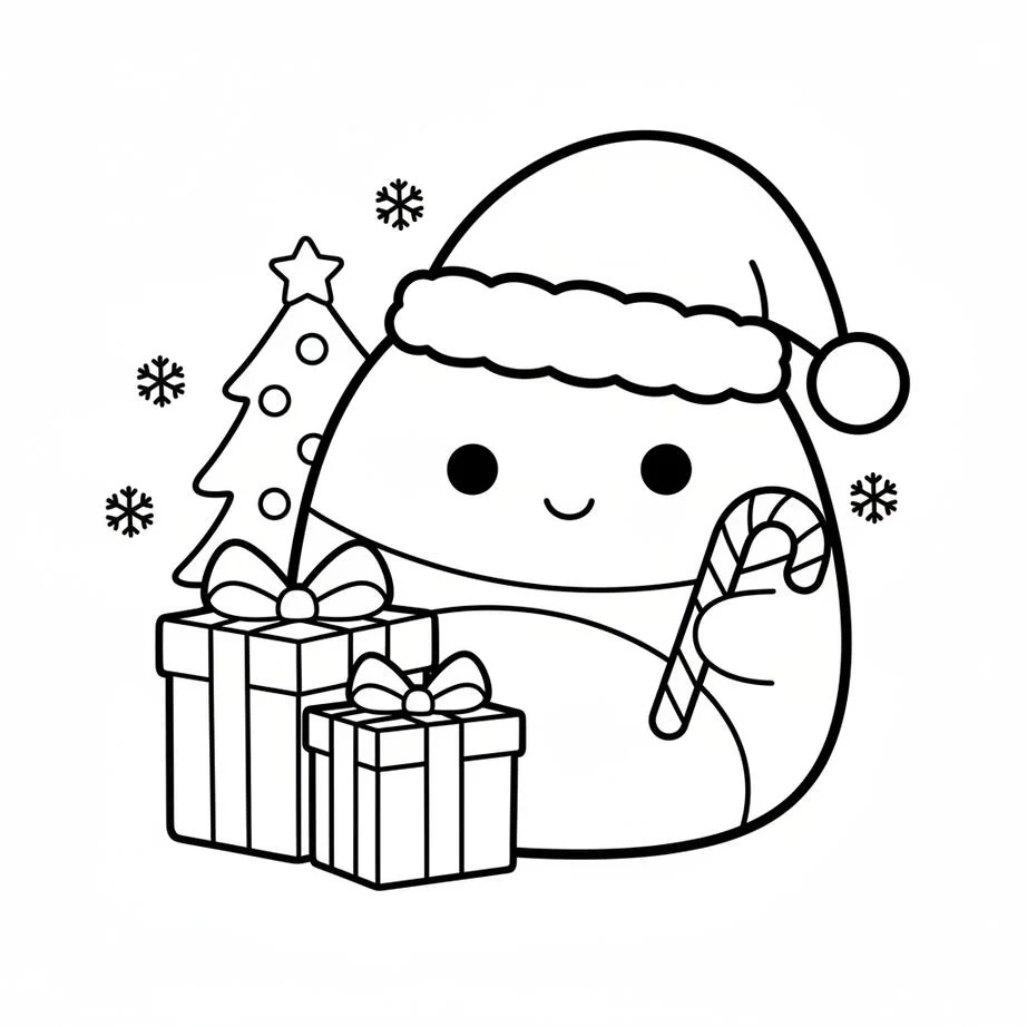 squishmallow christmas coloring page