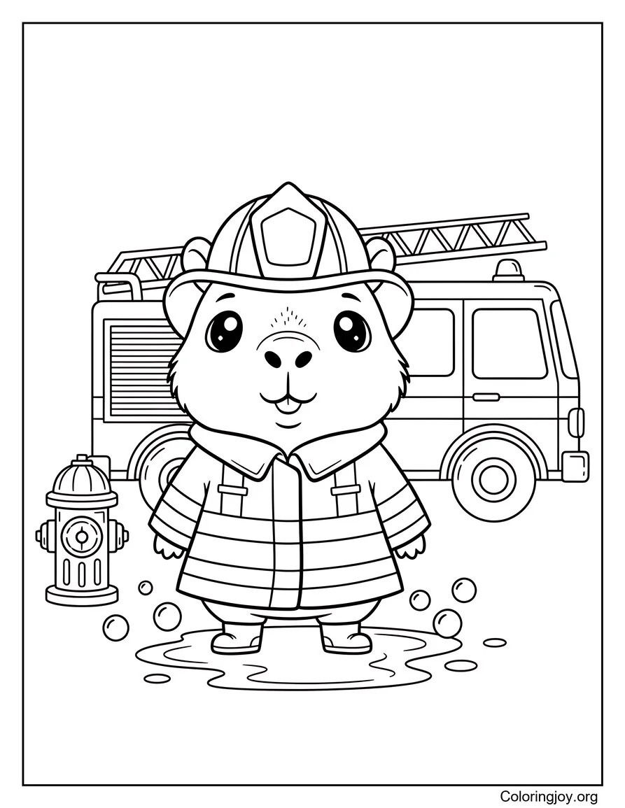 The Brave Capybara Firefighter