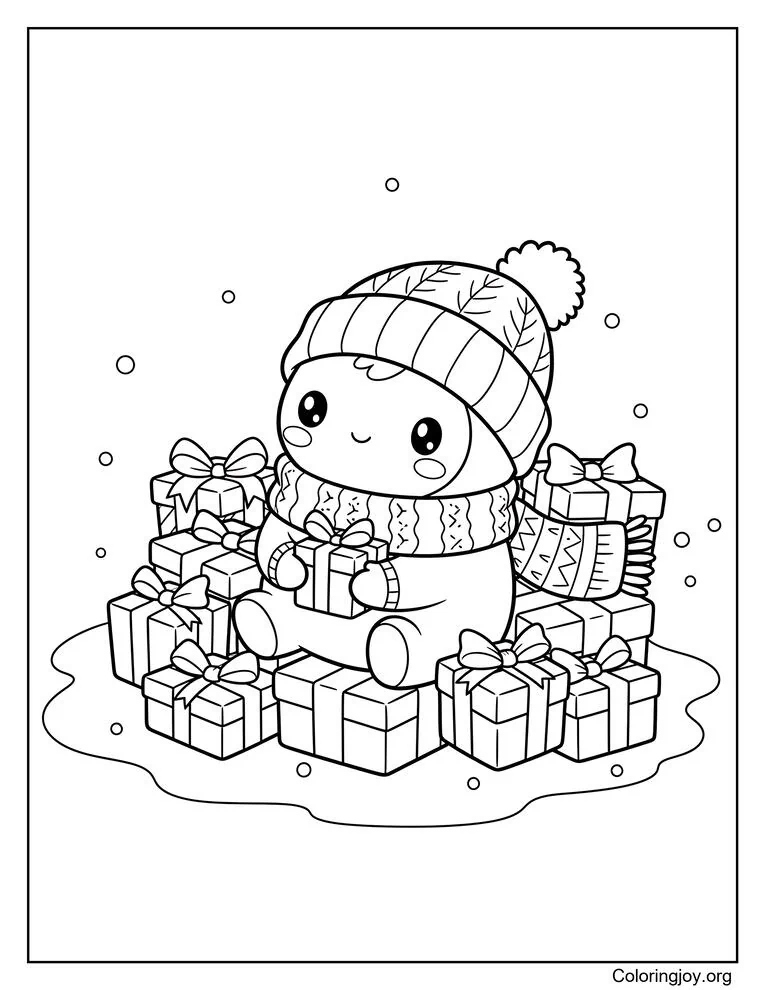 Winter gift exchange coloring pages