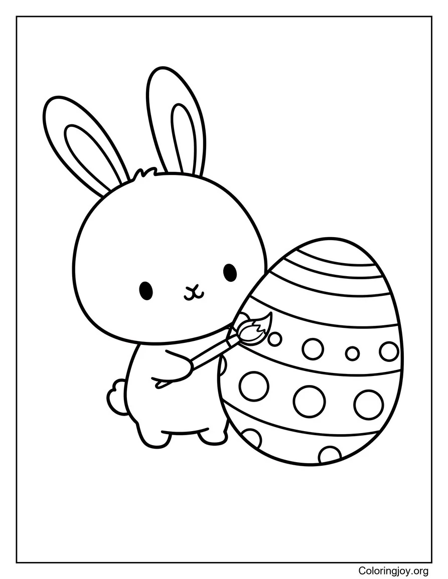 Thick and round, a chibi bunny shows big, easy-to-color shapes.