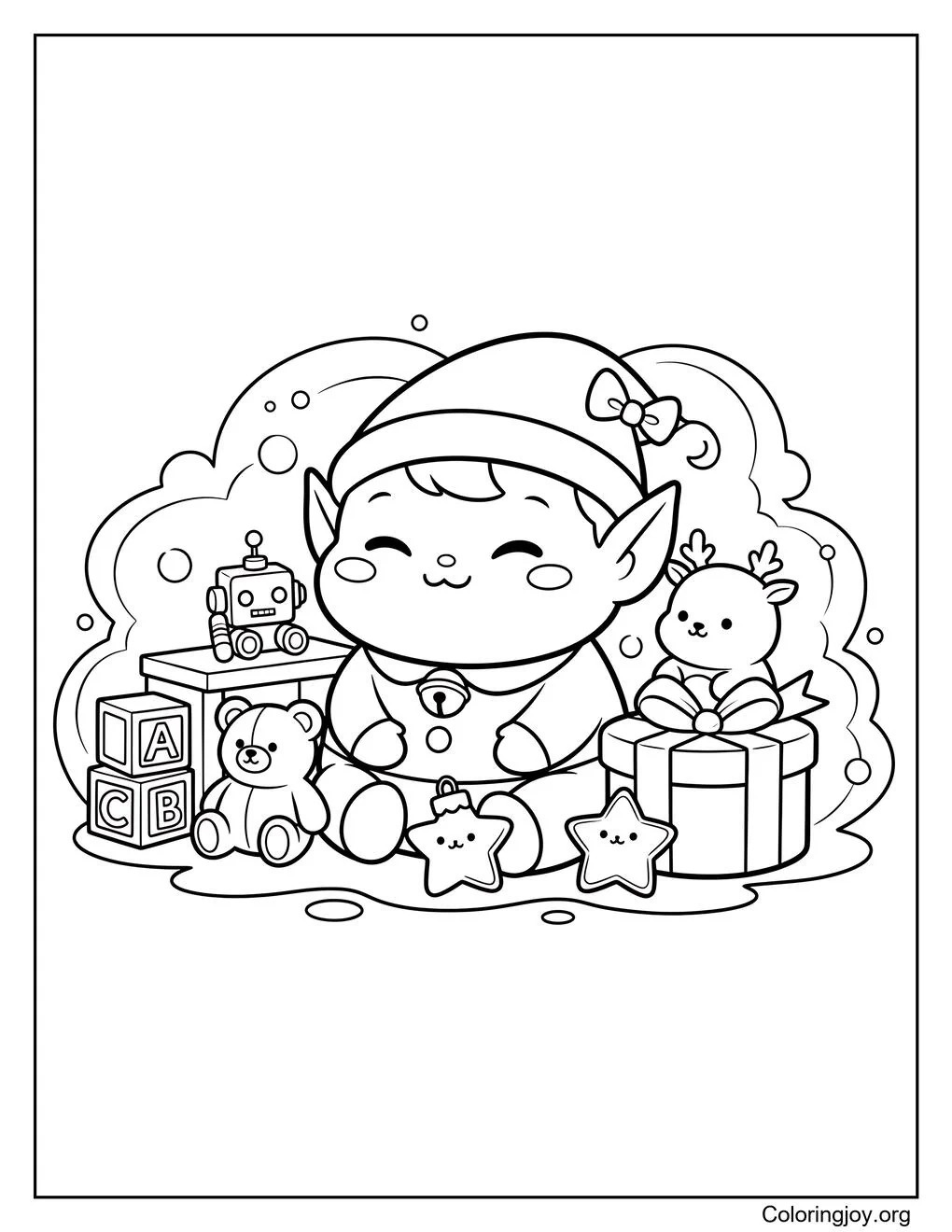 Santa's workshop coloring page