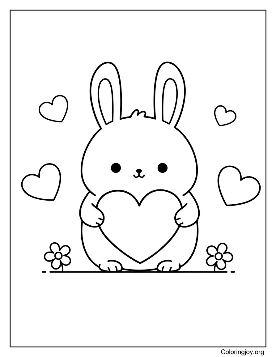 In the forest, a bunny hops gently with a clean, simple design.