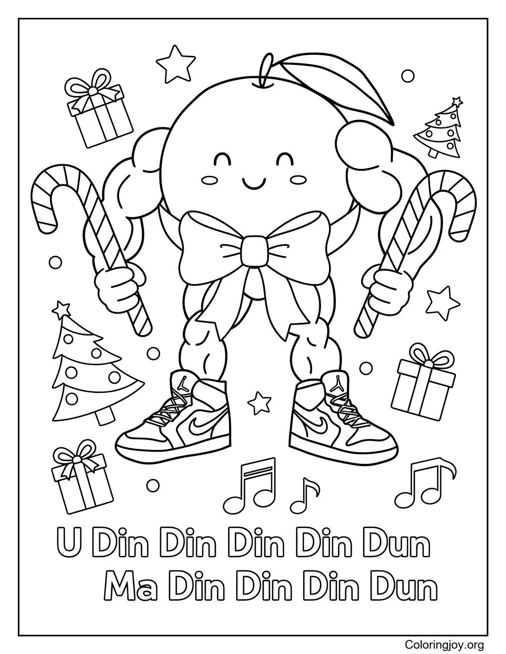 U Din Din Din Din Dun Ma Din Din Din Dun coloring page in christmas theme