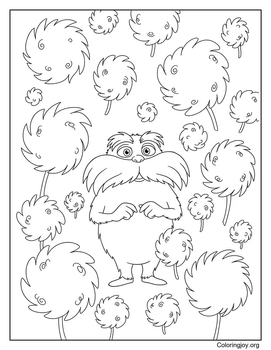 Lorax Surrounded By Floating Truffula Tufts