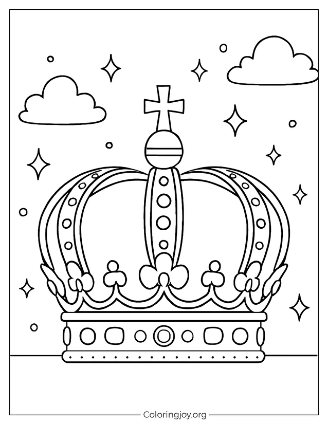 Sparkling Imperial Crown Coloring Printabl
