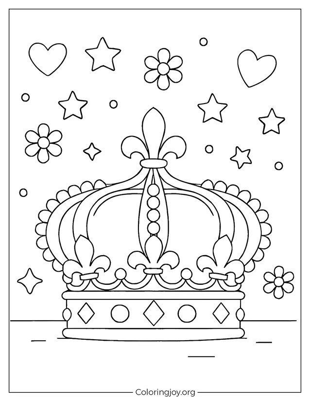 Royal Crown with Flowers and Stars