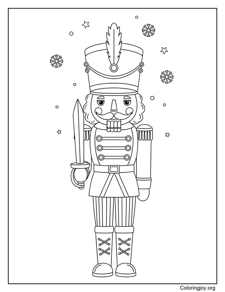 Classic Nutcracker Soldier Coloring Page Art Style