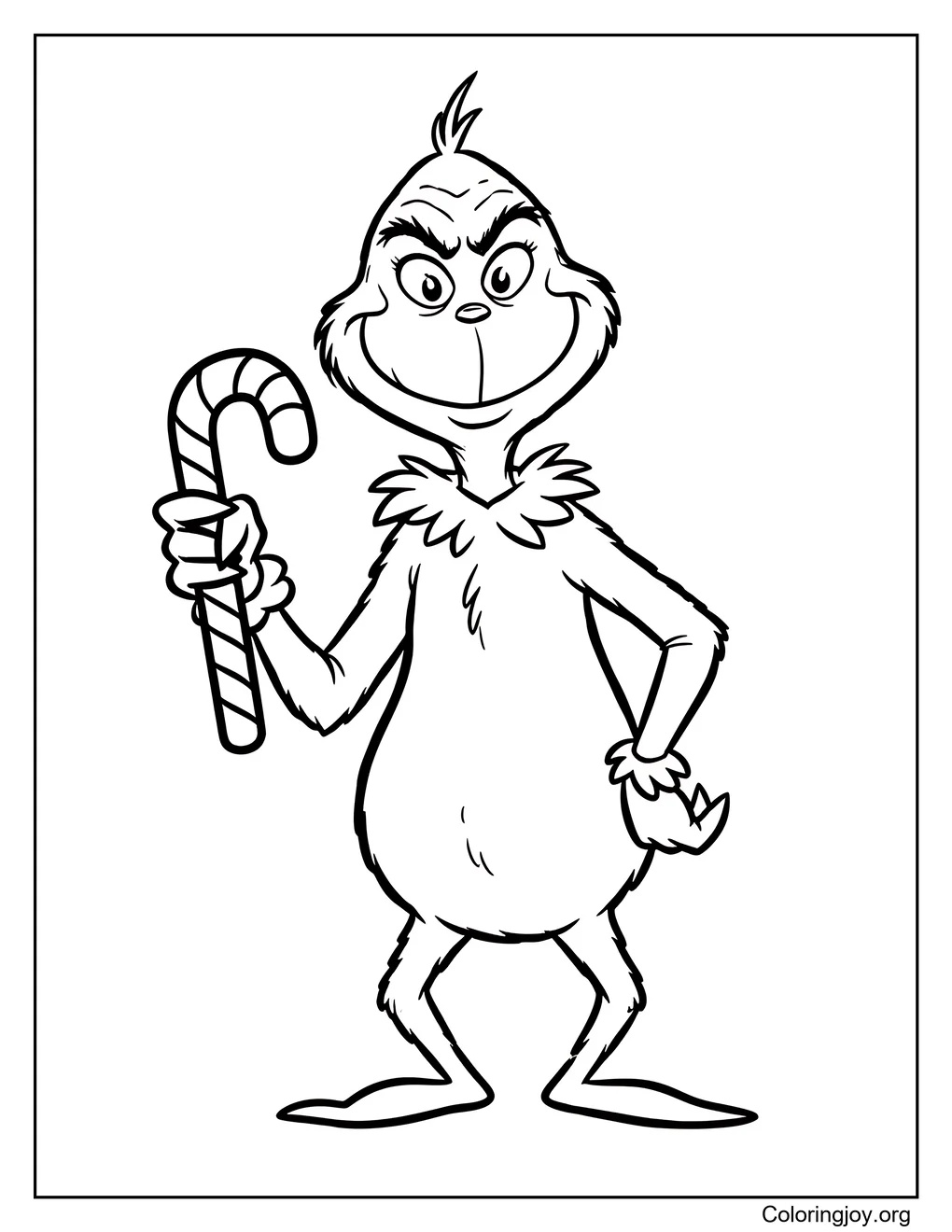 grinch holding a candy can