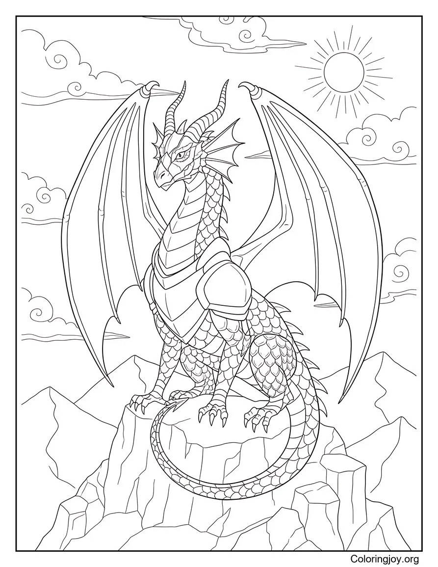 Metallic Gold Dragon with Armored Scales