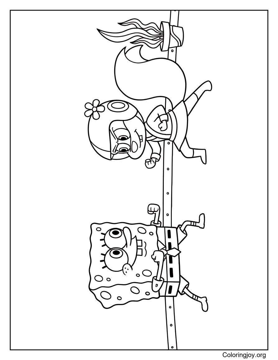 During karate practice, SpongeBob and Sandy Cheeks spar with energy and fun.