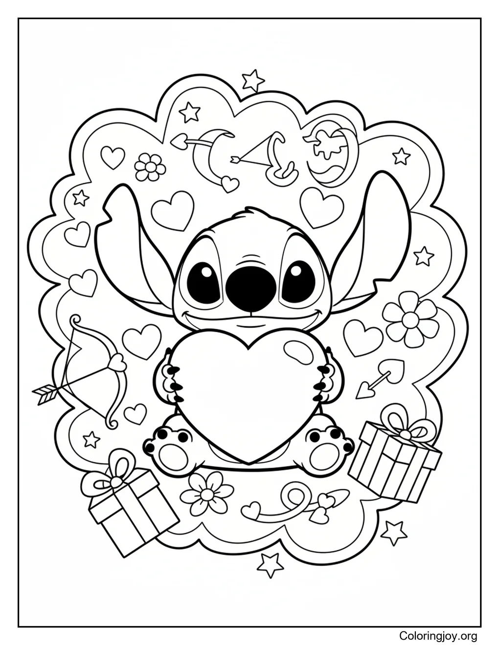 Pikachu hugs a heart tightly, looking happy and calm.