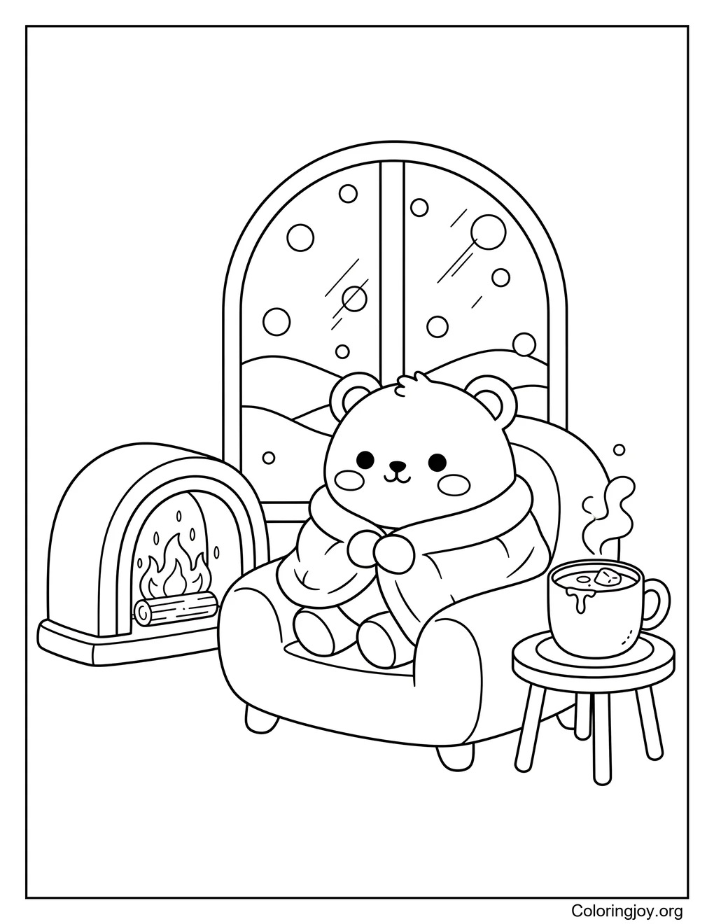 Bear by the Fire,Add cozy colors to a calm winter night.