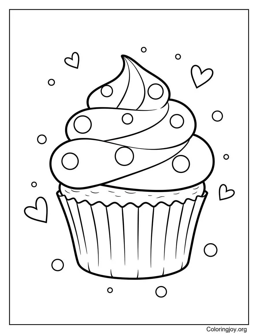Top a cupcake with big sprinkles and tiny hearts in the background.