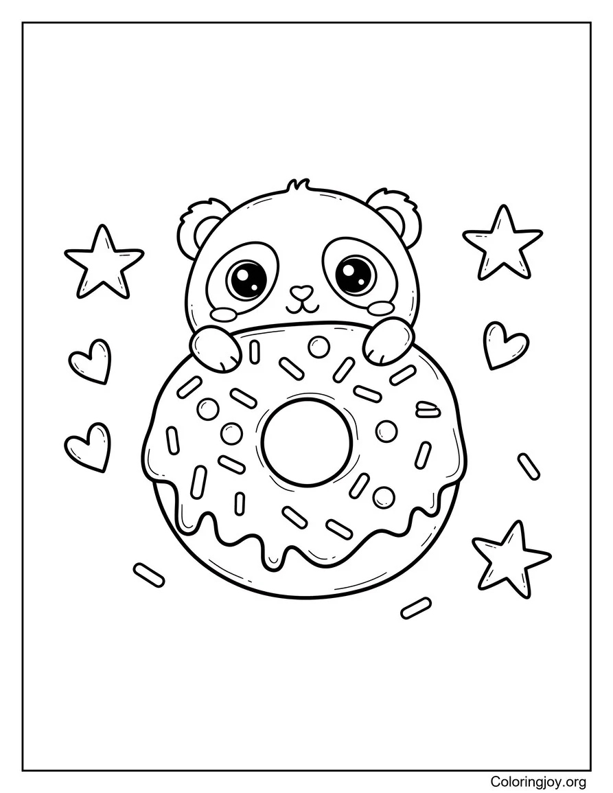 Try a kawaii panda sitting snug inside a giant sprinkle donut.