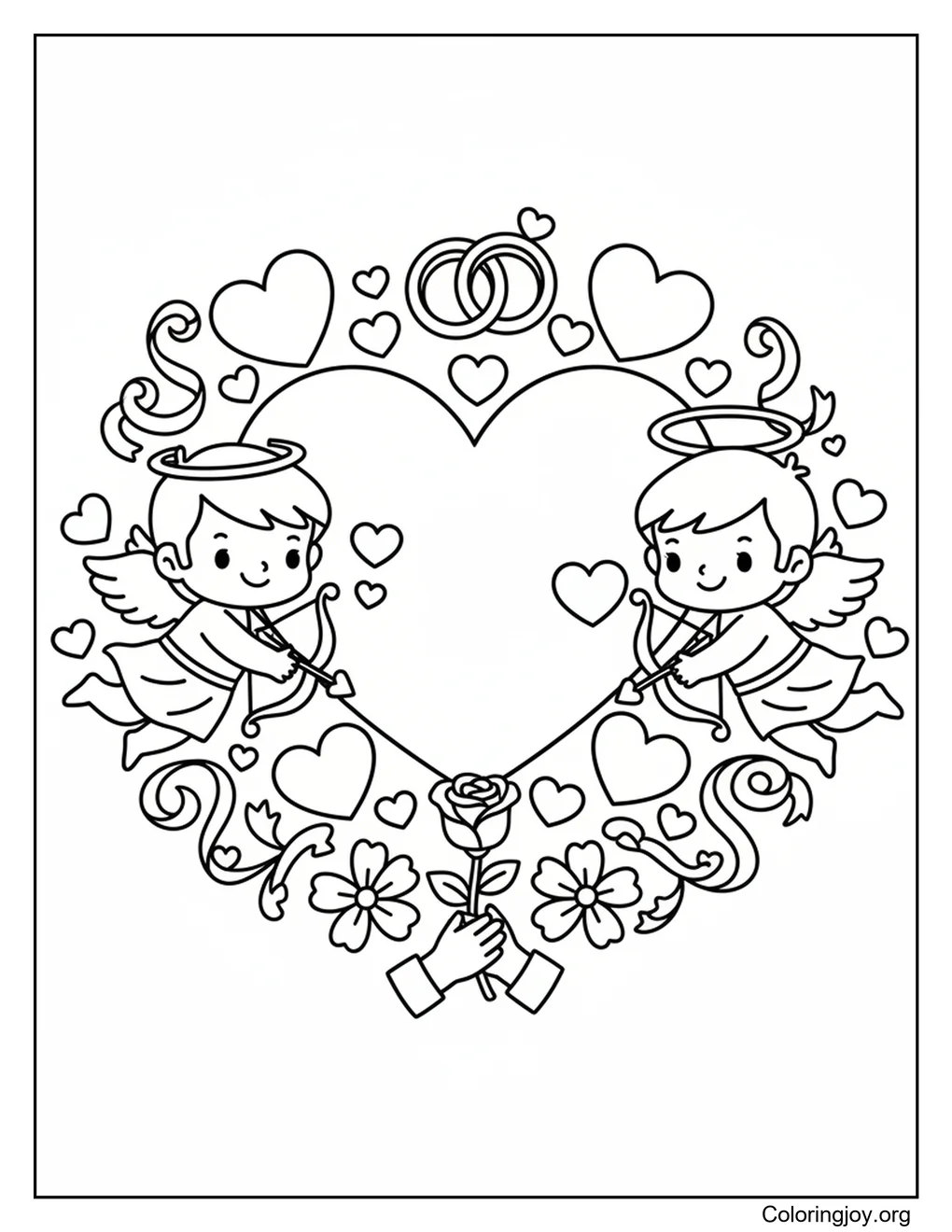 A teddy bear hugs a big heart in a comforting Valentine moment.