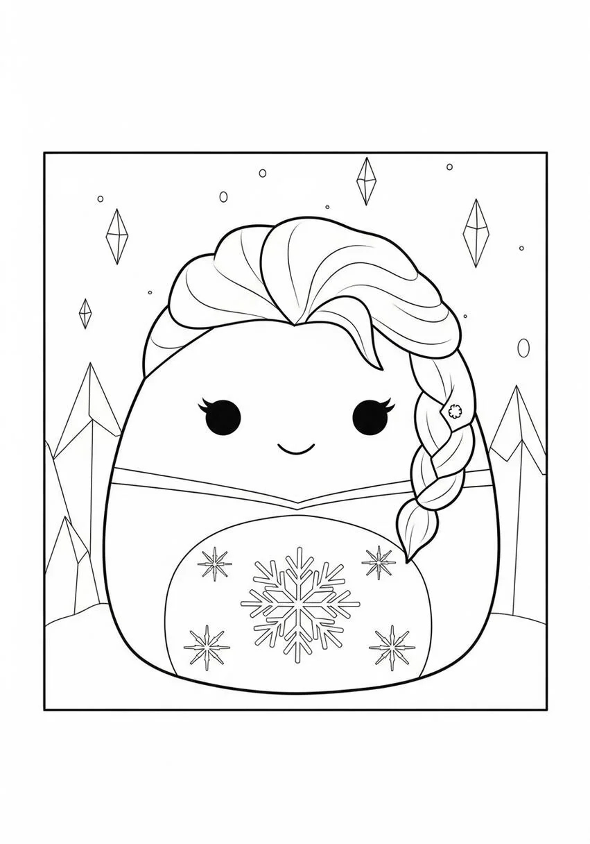 Squishmallow Elsa Coloring Page