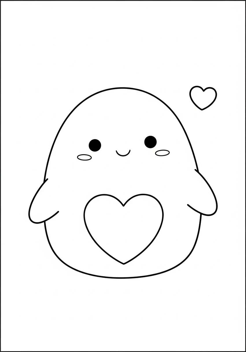 Squishmallow Valentine? Day Coloring Page