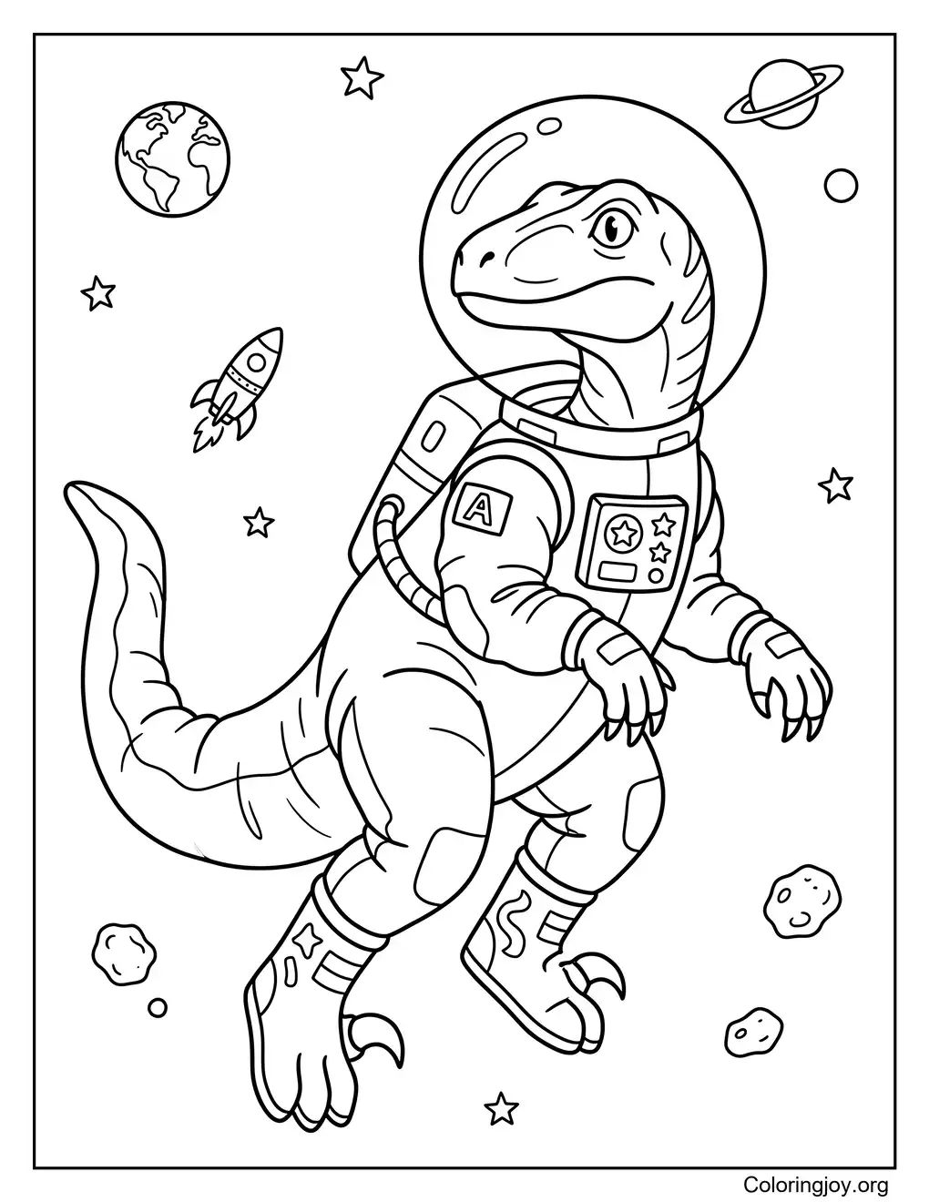 Velociraptor In Space Wearing Astronaut Suit