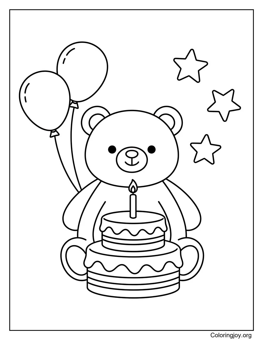 Birthday Teddy Bear with Cake