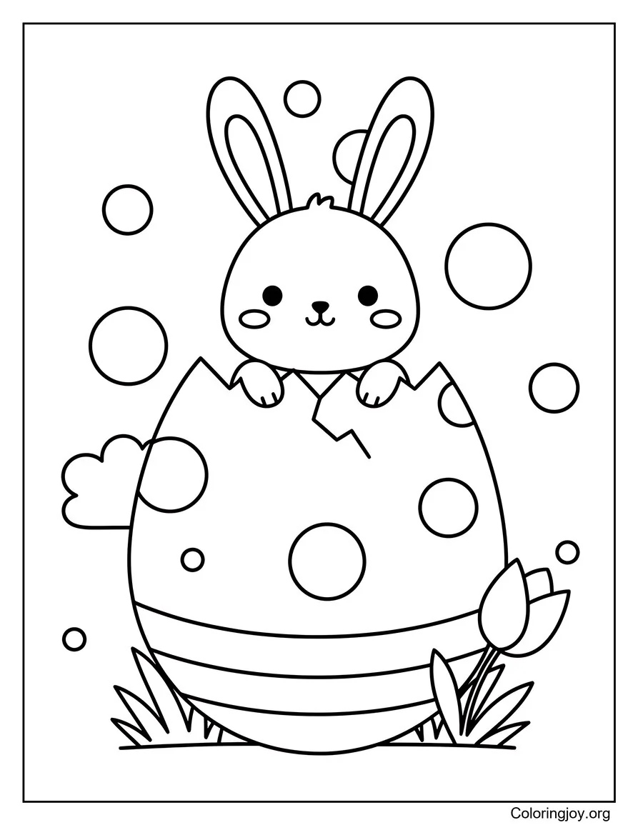 Bunny peeking out of a giant egg for Kids