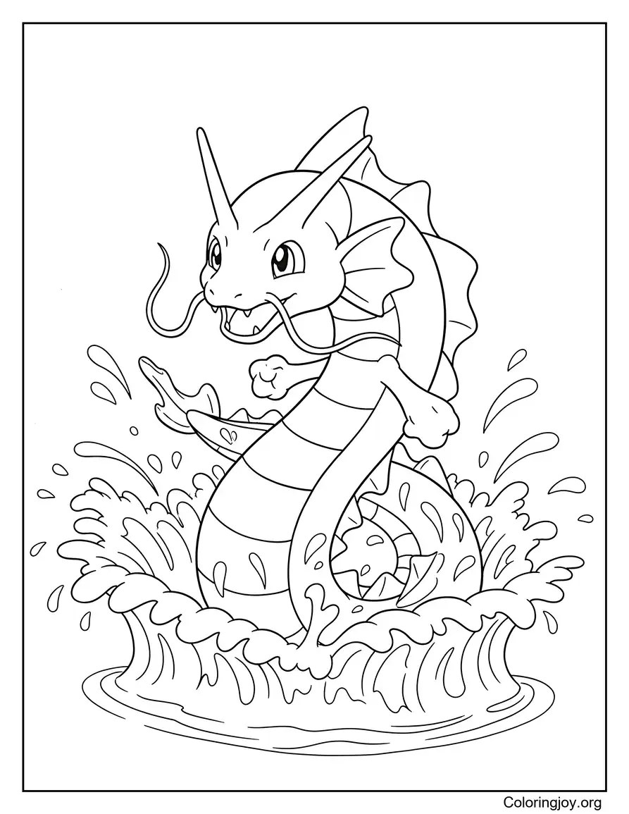 Gyarados Rising from the Water Coloring Page