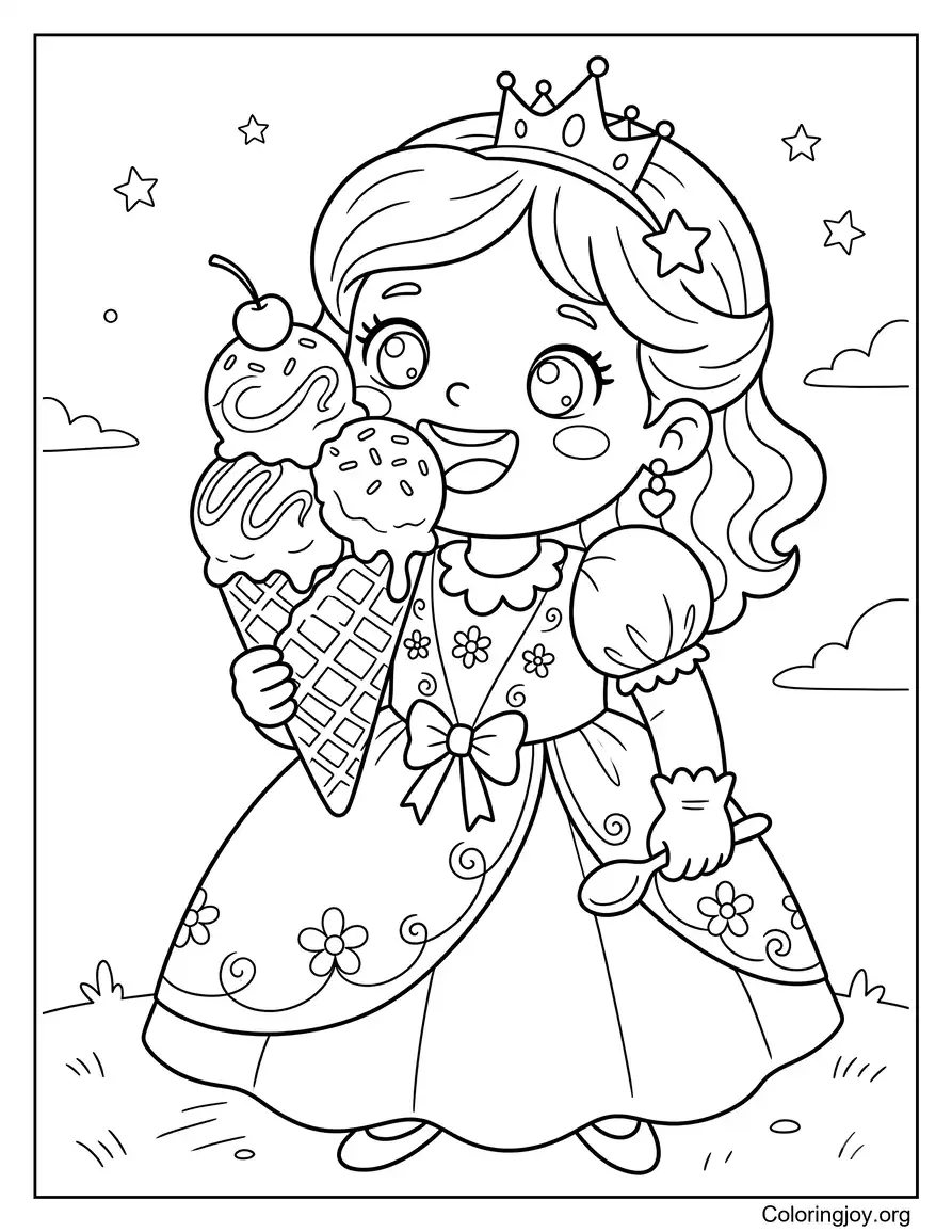 Princess Eating Ice Cream Fun Printable